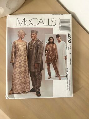 Vintage McCall’s 4002 Misses/Men’s Tunic, Caftan, Pants Sewing Pattern